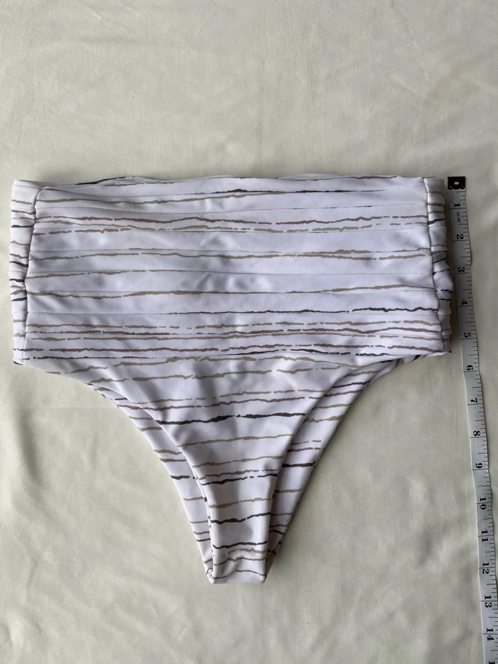 Mikoh Swimwear High-Waist White Bikini Size Small Bottom with Stripe Details